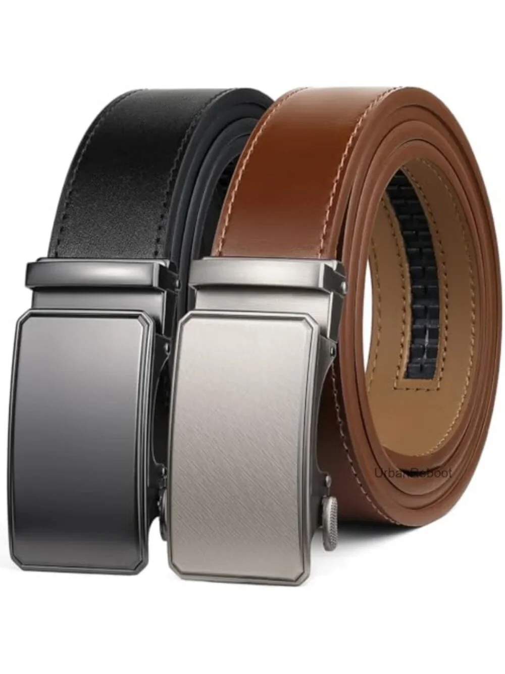 2 Pack Leather Ratchet Belt Gift Set Adjustable Trim-to-Fit 28-62